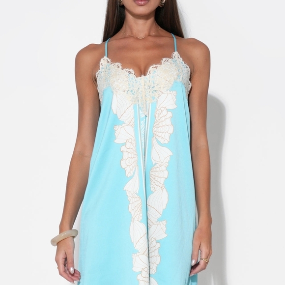 Adelyn Rae Blue Lace-Trim Chemise Nightdress - Picture 6 of 6
